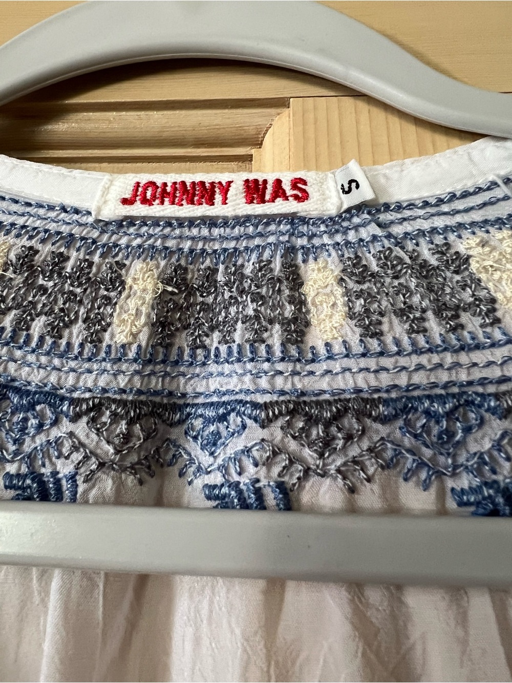 Johnny Was Tanya Embroidered white blue & colorful blouse - Picture 3 of 15